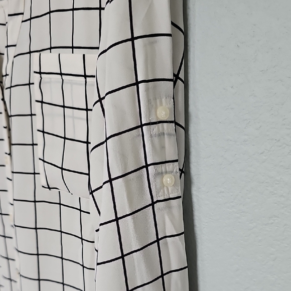 Express Portofino White and Black Windowpane Long Sleeve Button Down Shirt XL - Picture 6 of 10